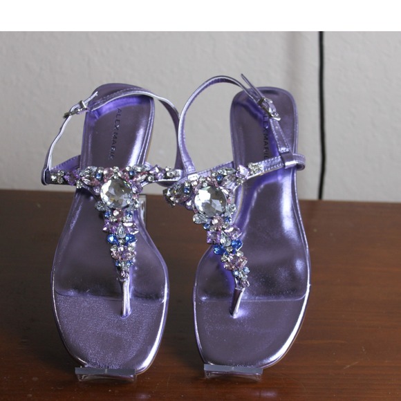 Alex Marie Purple Jeweled Embellished Thong Sandals Size 7.5M Fairy Whimsigoth - Picture 1 of 7